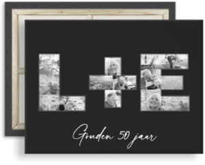 50 trouwdag cadeau fotocollage initialen canvas zwart