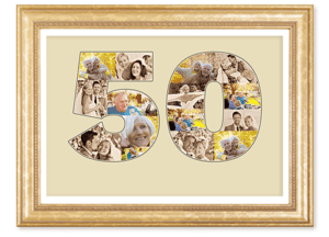 cadeau 50 jaar collage gouden bruiloft beige