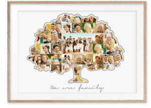 familie boom collage met groote foto frame