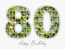 foto collage getal 80e verjaardag tekst