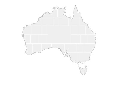 Collage sjabloon in vorm van een Australië-kaart