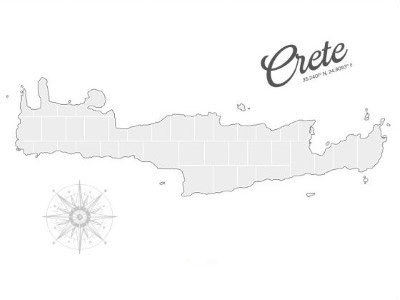 Collage sjabloon in vorm van een Kreta-kaart