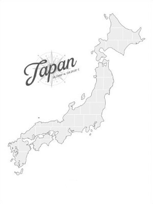 Collage sjabloon in vorm van een Japan-kaart
