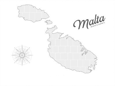 Collage sjabloon in vorm van een Malta-kaart