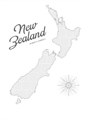 Collage sjabloon in vorm van een Nieuw-Zeeland-kaart