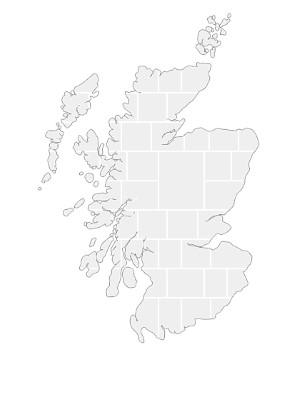 Collage sjabloon in vorm van een Schotland-kaart