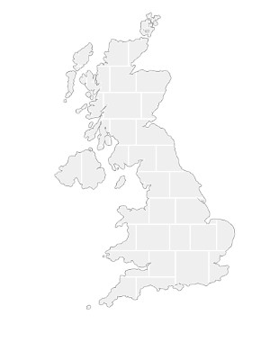 Collage sjabloon in vorm van een Groot Brittannië-kaart