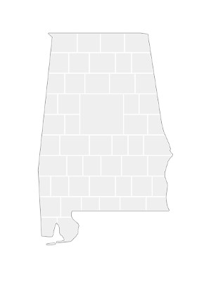 Collage sjabloon in vorm van een Alabama-kaart