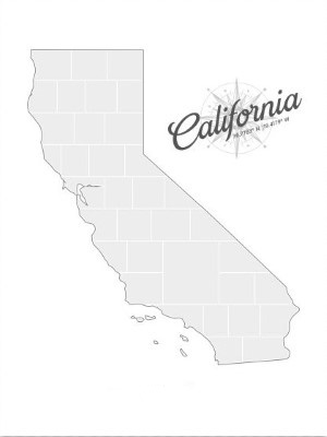 Collage sjabloon in vorm van een Californië-kaart