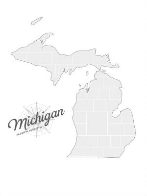 Collage sjabloon in vorm van een Michigan-kaart