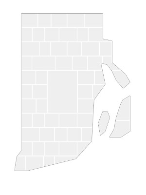 Collage sjabloon in vorm van een Rhode Island-kaart