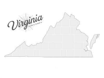 Collage sjabloon in vorm van een Virginia-kaart