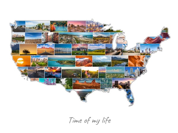USA-Collage gevuld met eigen foto's