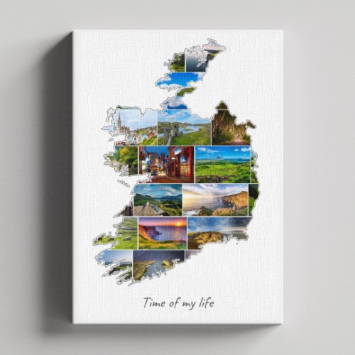 Een Ierland-Collage op canvas met houten frame