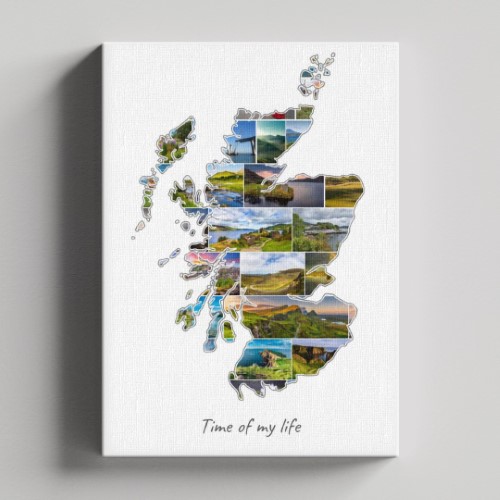 Een Schotland-Collage op canvas met houten frame