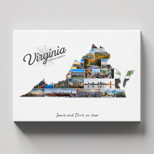 Een Virginia-Collage op canvas met houten frame